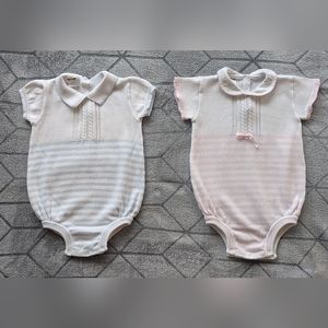 Dolce Goccia Boy Girl twin onesie set.24 months.100% cotton.